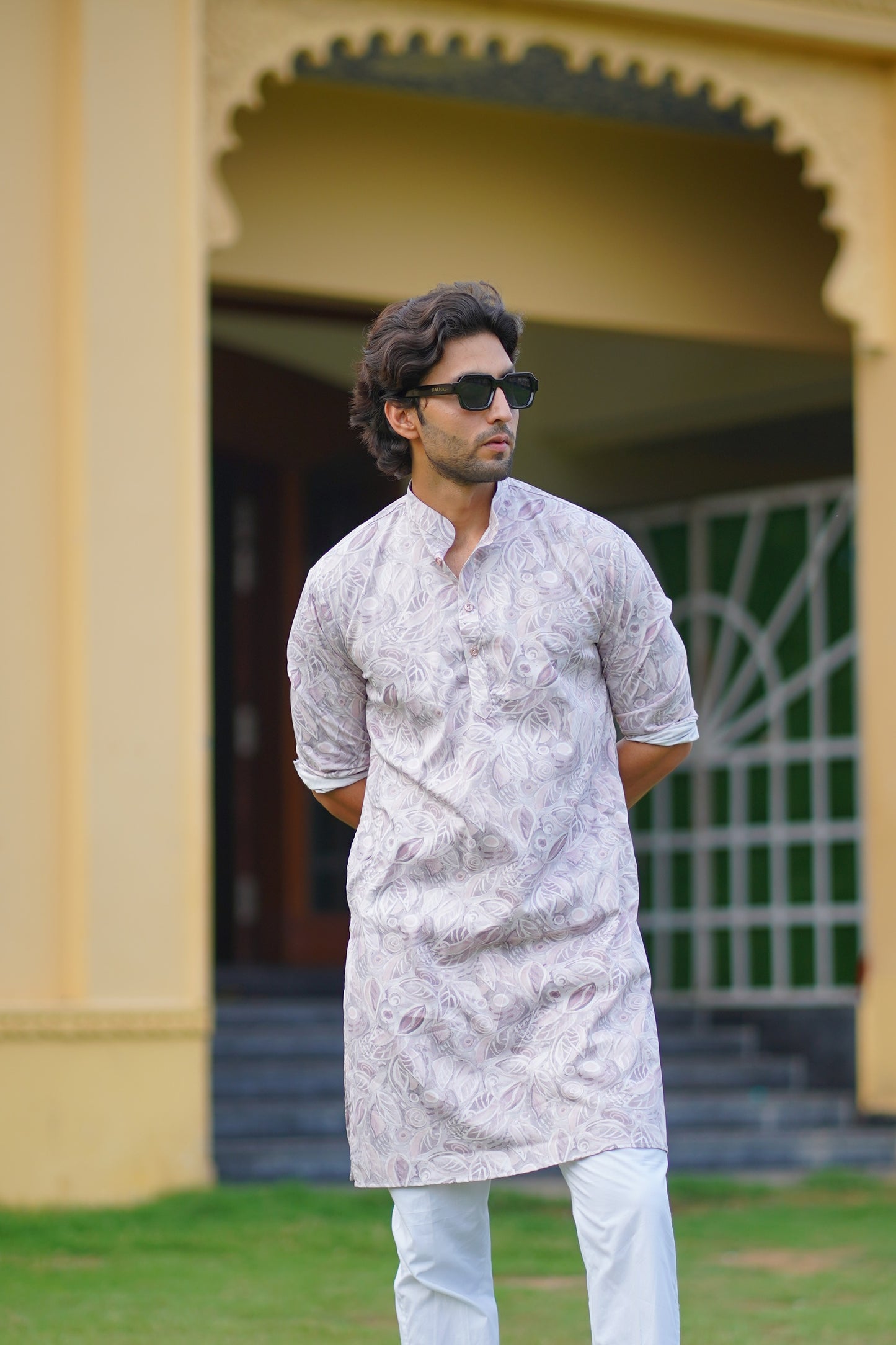 Pastel Grey Floral Kurta Only