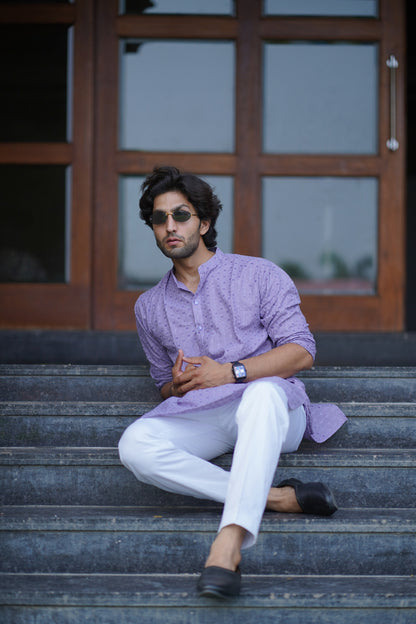 Purple Chikankari Kurta Set