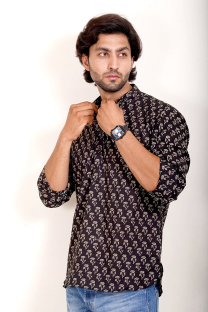 Pure Cotton Kurta - Black Jaipuri Block Print