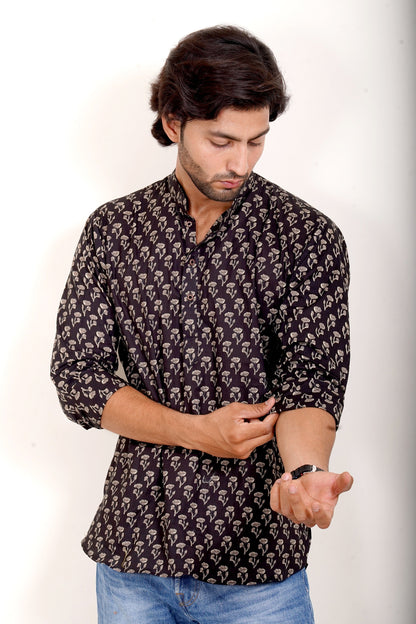 Pure Cotton Kurta - Black Jaipuri Block Print