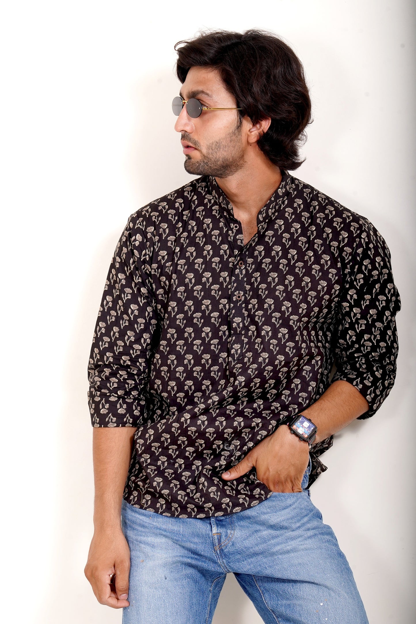 Pure Cotton Kurta - Black Jaipuri Block Print