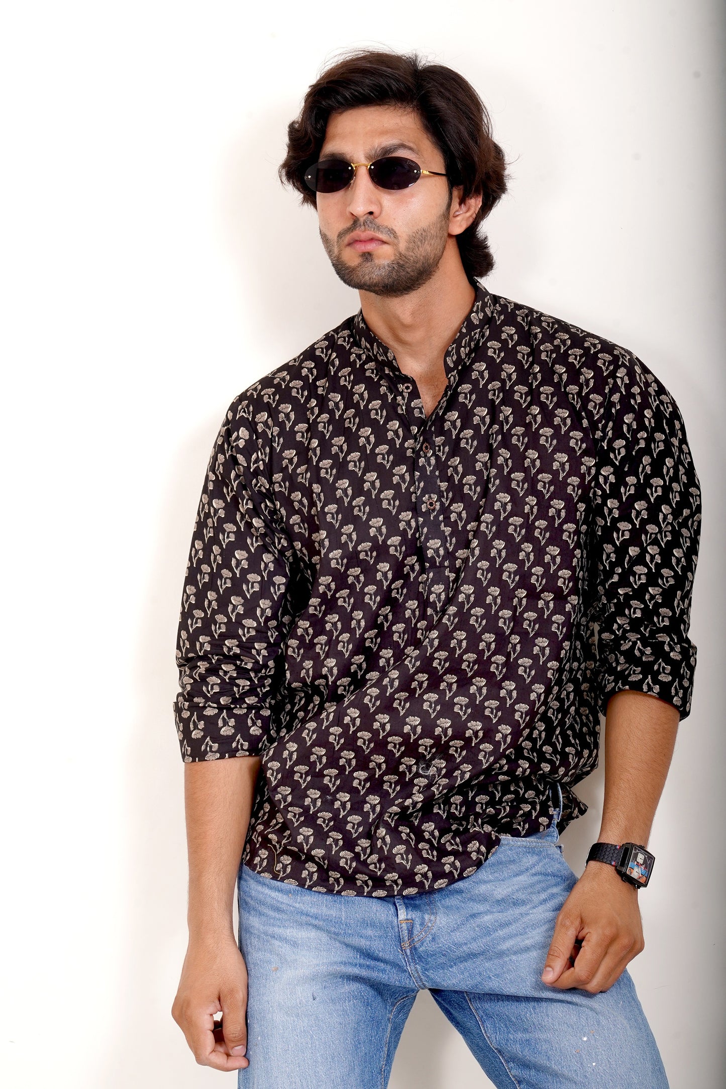 Pure Cotton Kurta - Black Jaipuri Block Print