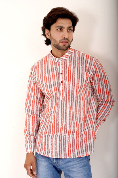 Pure Cotton Kurta - Red