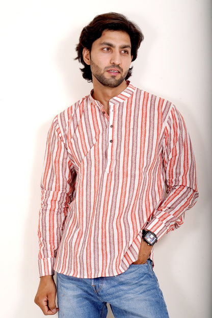 Pure Cotton Kurta - Red