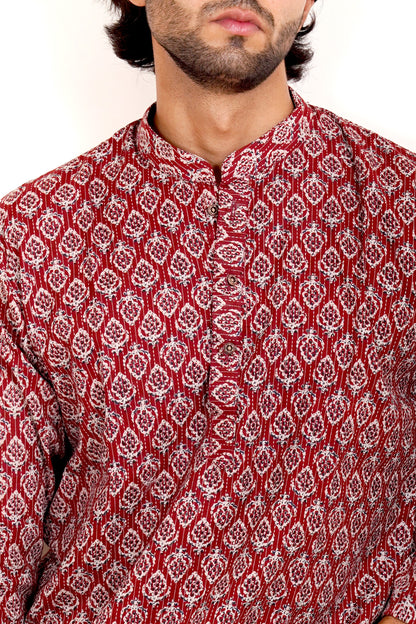 Pure Cotton Kurta - Red Jaipuri Block Print