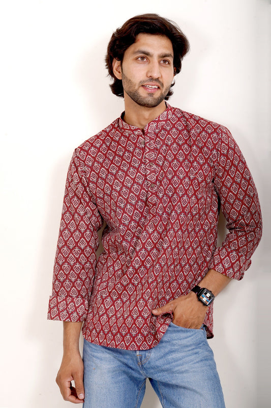 Pure Cotton Kurta - Red Jaipuri Block Print