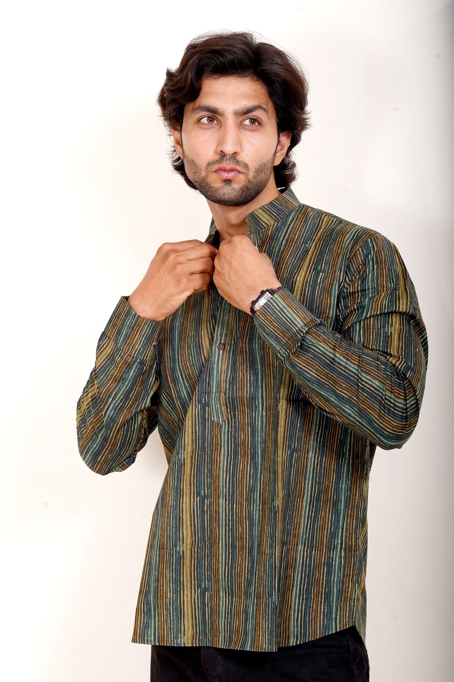 Pure Cotton Kurta - Multi Colour Dark