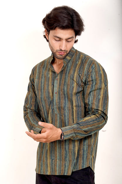 Pure Cotton Kurta - Multi Colour Dark