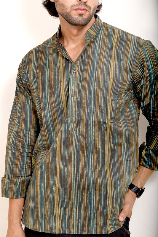 Pure Cotton Kurta - Multi Colour Dark