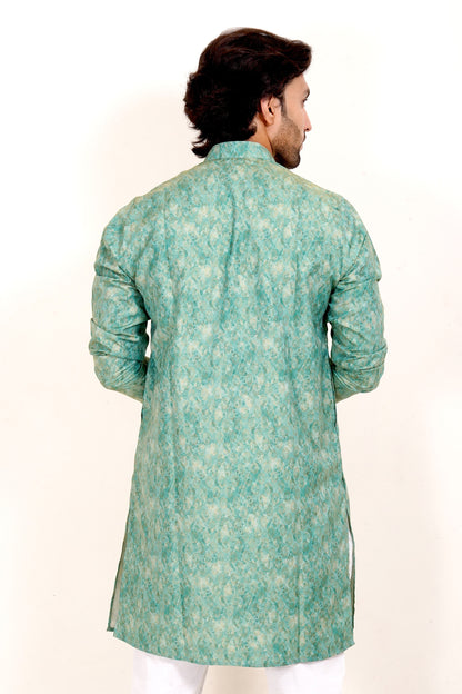 Green Self Design Kurta Only