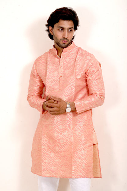 Traditional Peach Bandhani Kurta Set