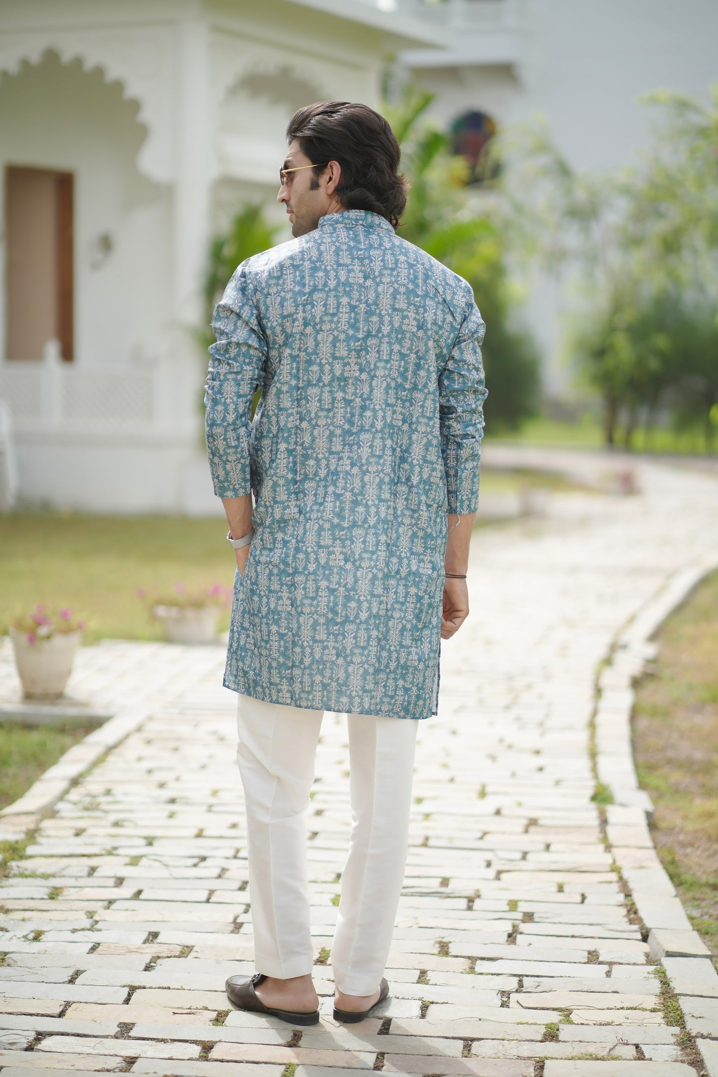 Ikat Print Kurta Blue