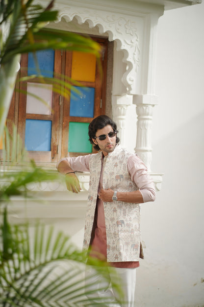 Ombre Peach Long Jacket Set