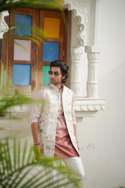 Ombre Peach Long Jacket Set