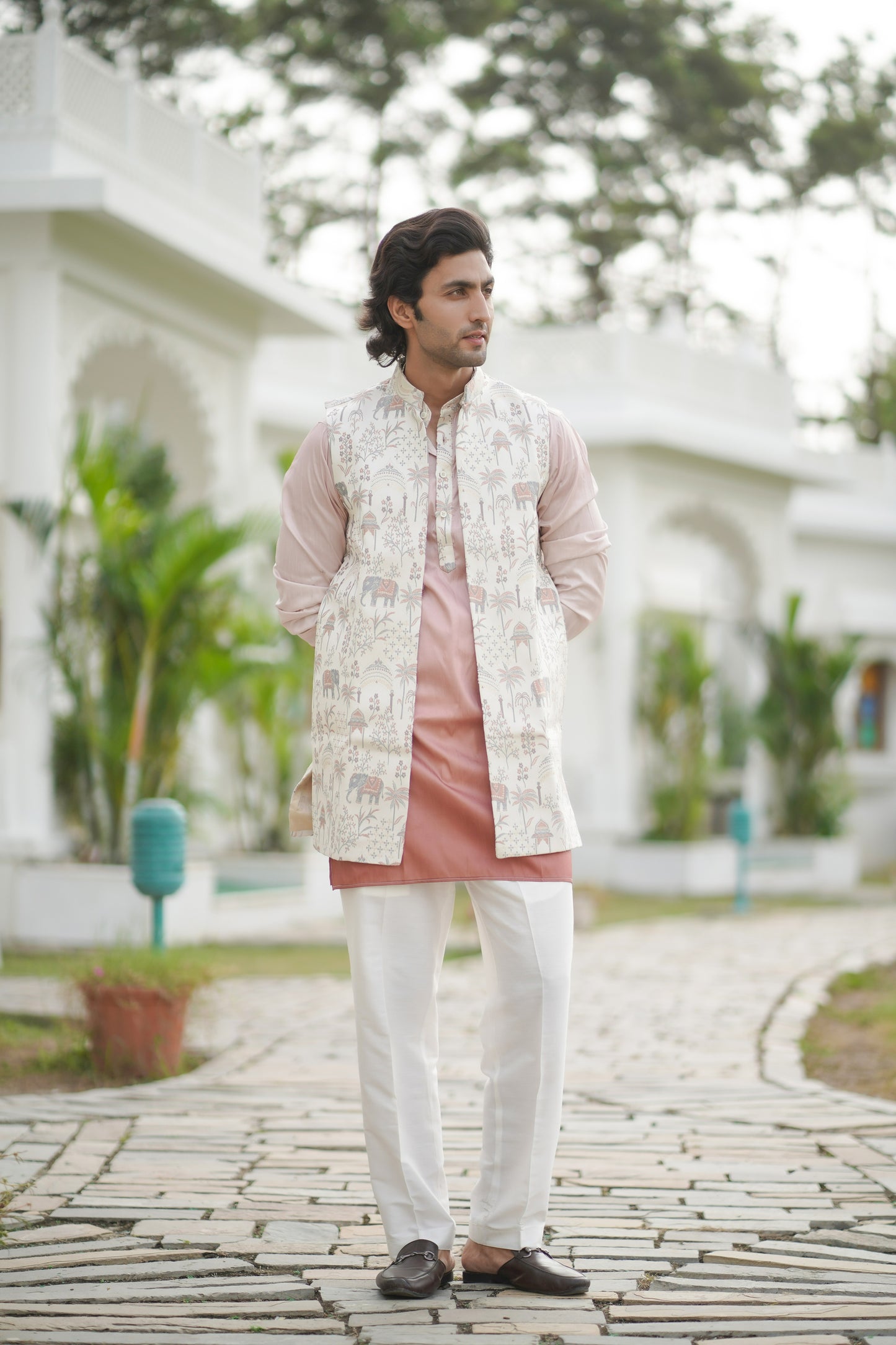 Ombre Peach Long Jacket Set