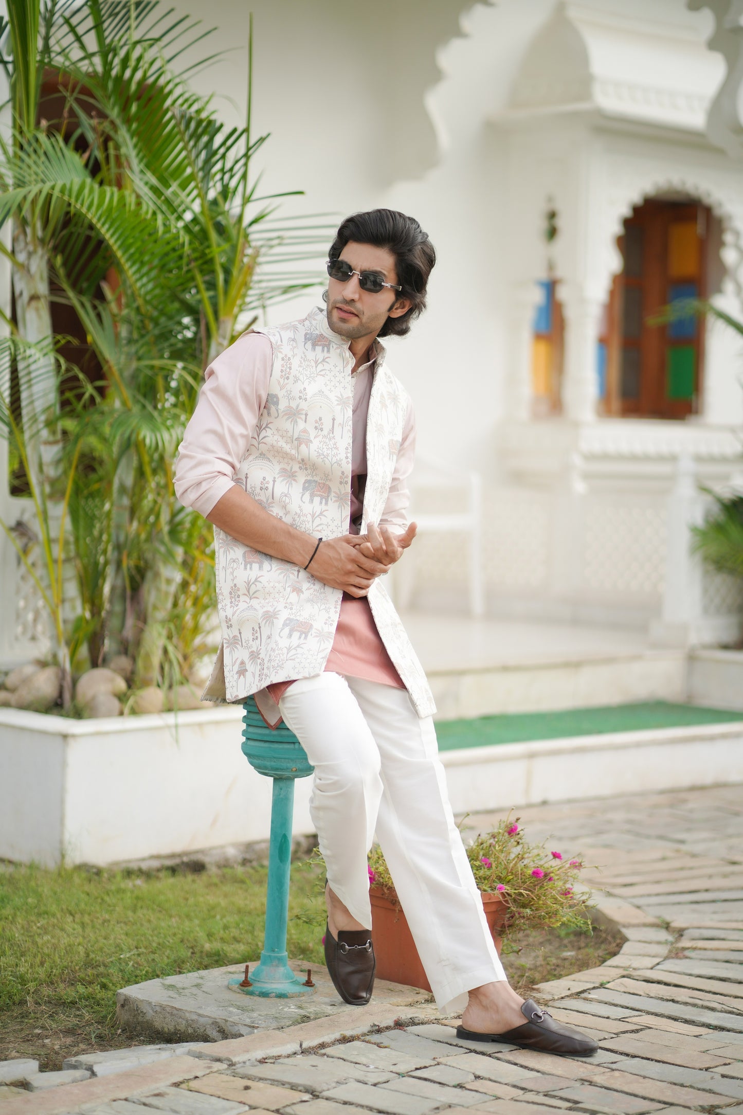 Ombre Peach Long Jacket Set