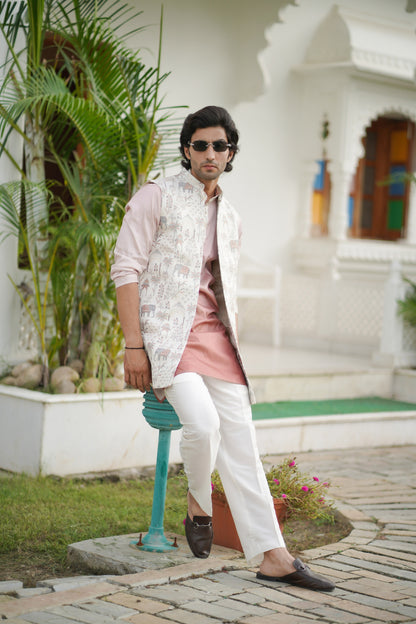 Ombre Peach Long Jacket Set