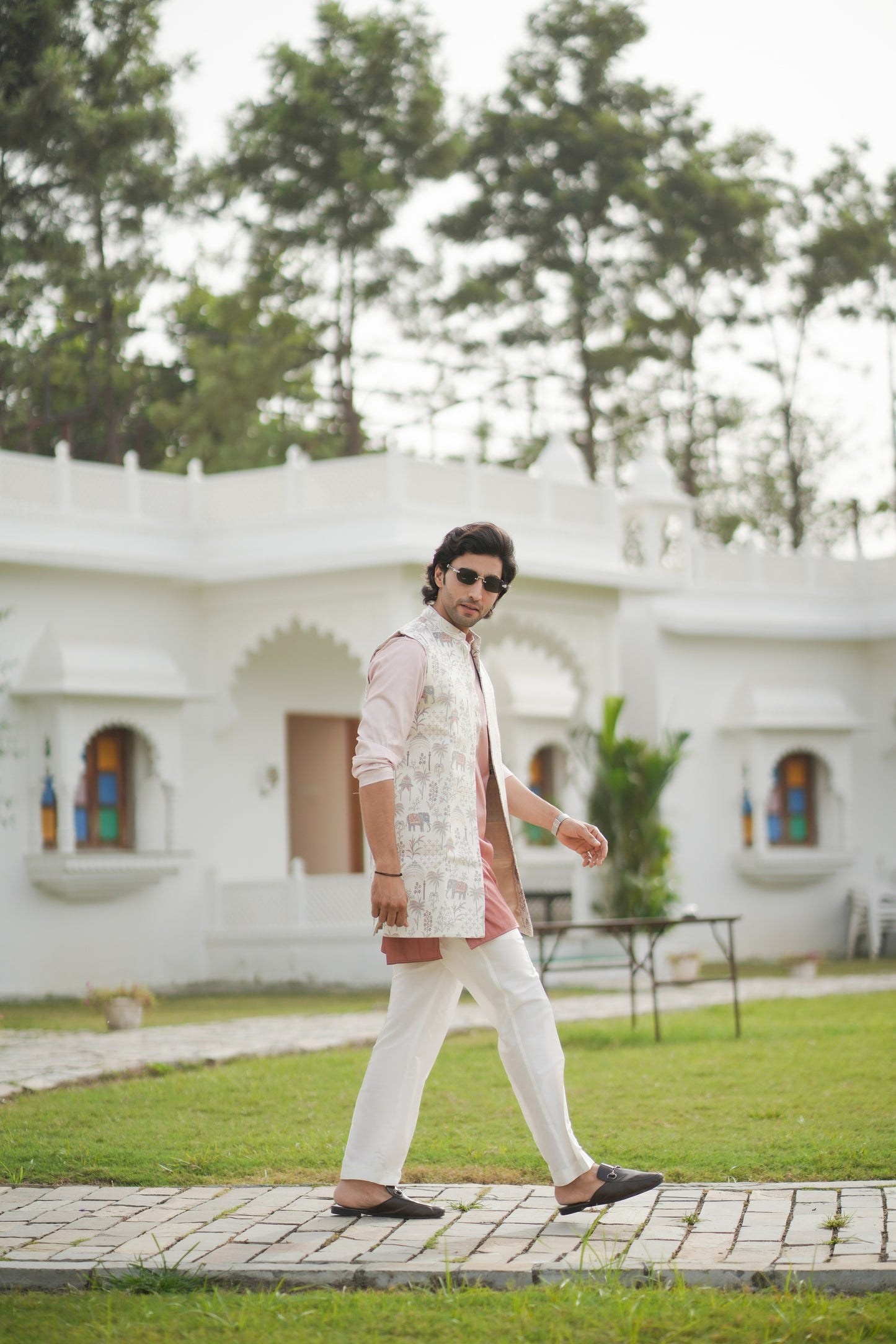 Ombre Peach Long Jacket Set