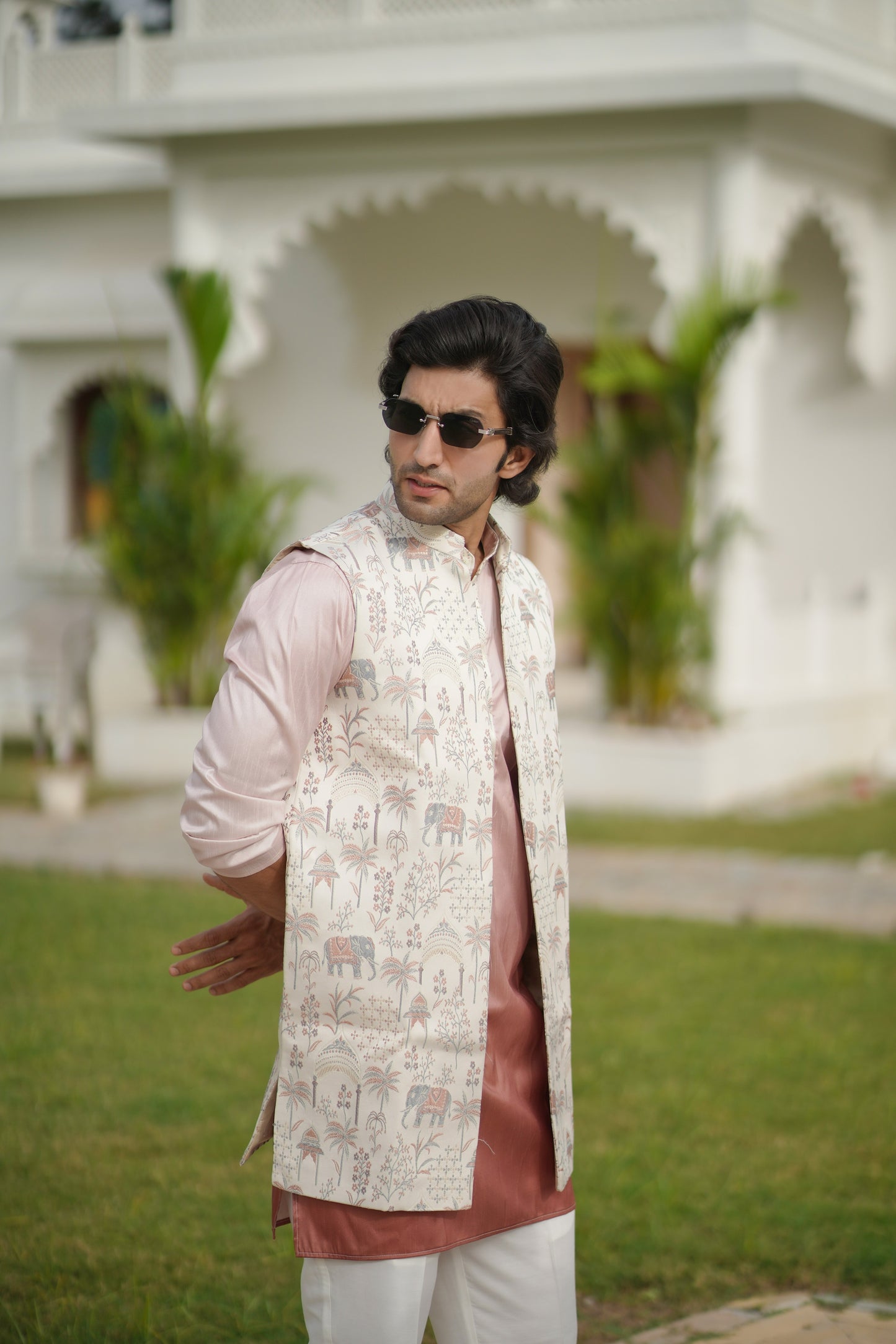 Ombre Peach Long Jacket Set