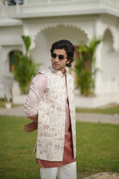 Ombre Peach Long Jacket Set