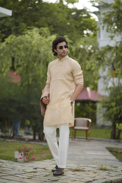 Embroidered Brown Jacket Set