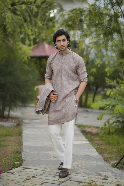 Printed Brown Jacket Set