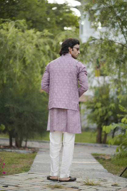 Printed Mauve Jacket Set