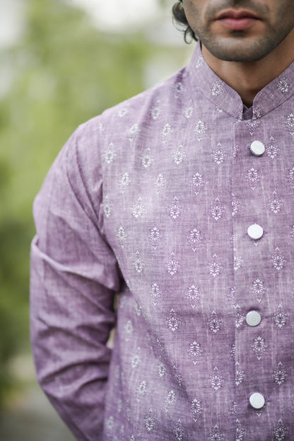 Printed Mauve Jacket Set