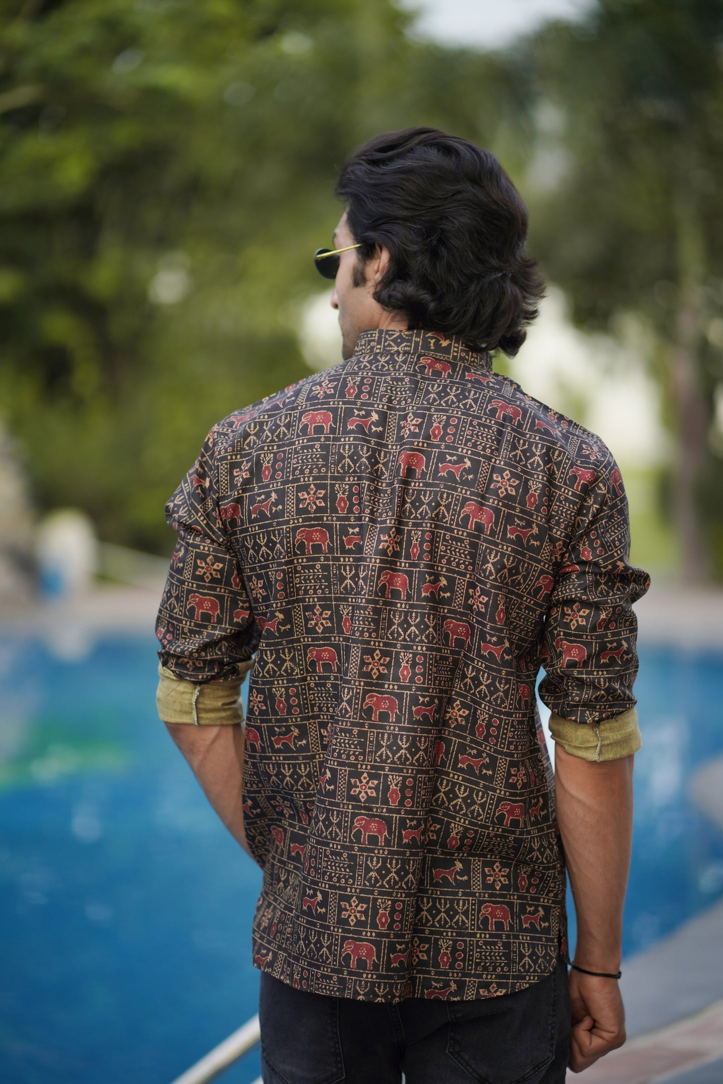 Ikat Print Short Kurta Black