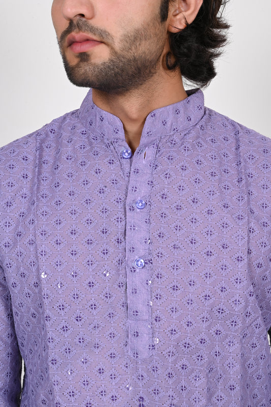 Purple Chikankari Kurta Only