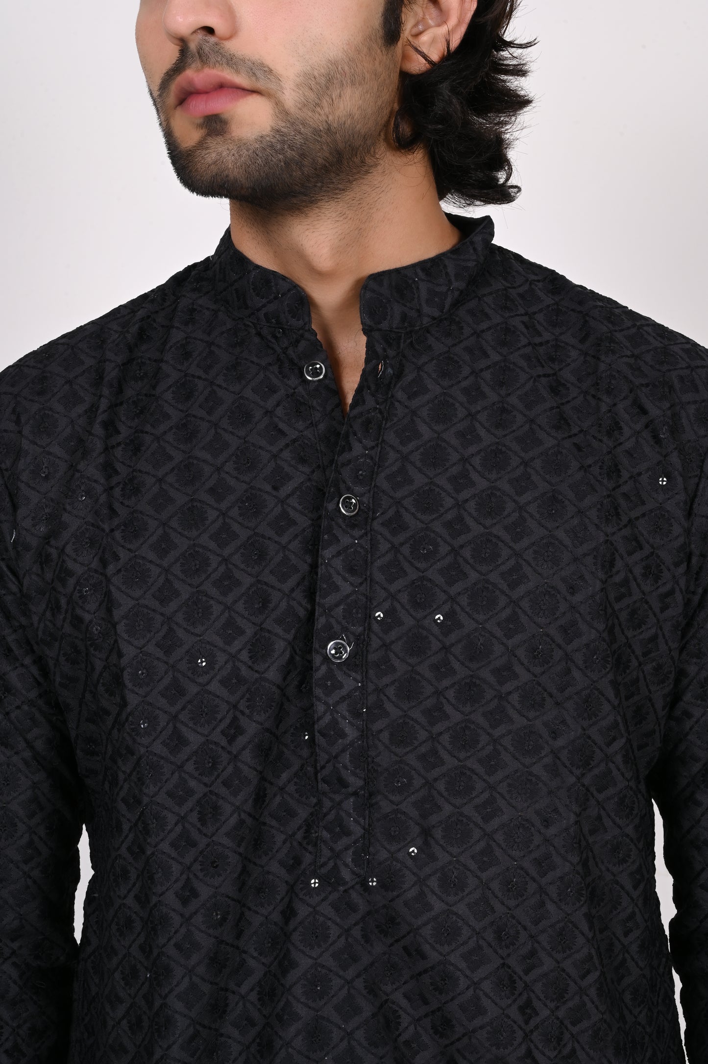 Black Chikankari Kurta Set