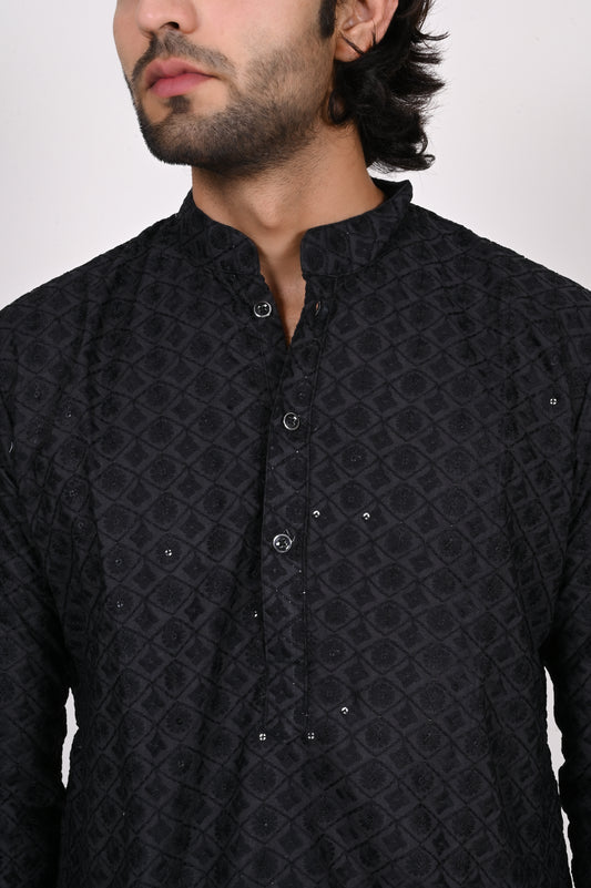 Black Chikankari Kurta Only