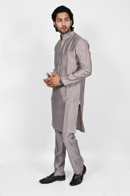 Silk Grey Kurta Set