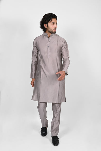 Silk Grey Kurta Set