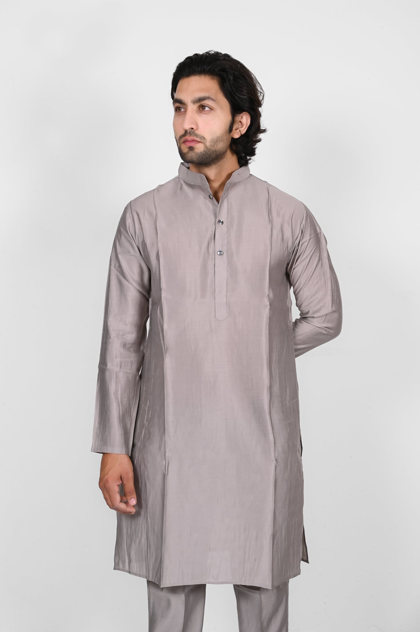 Silk Grey Kurta Set