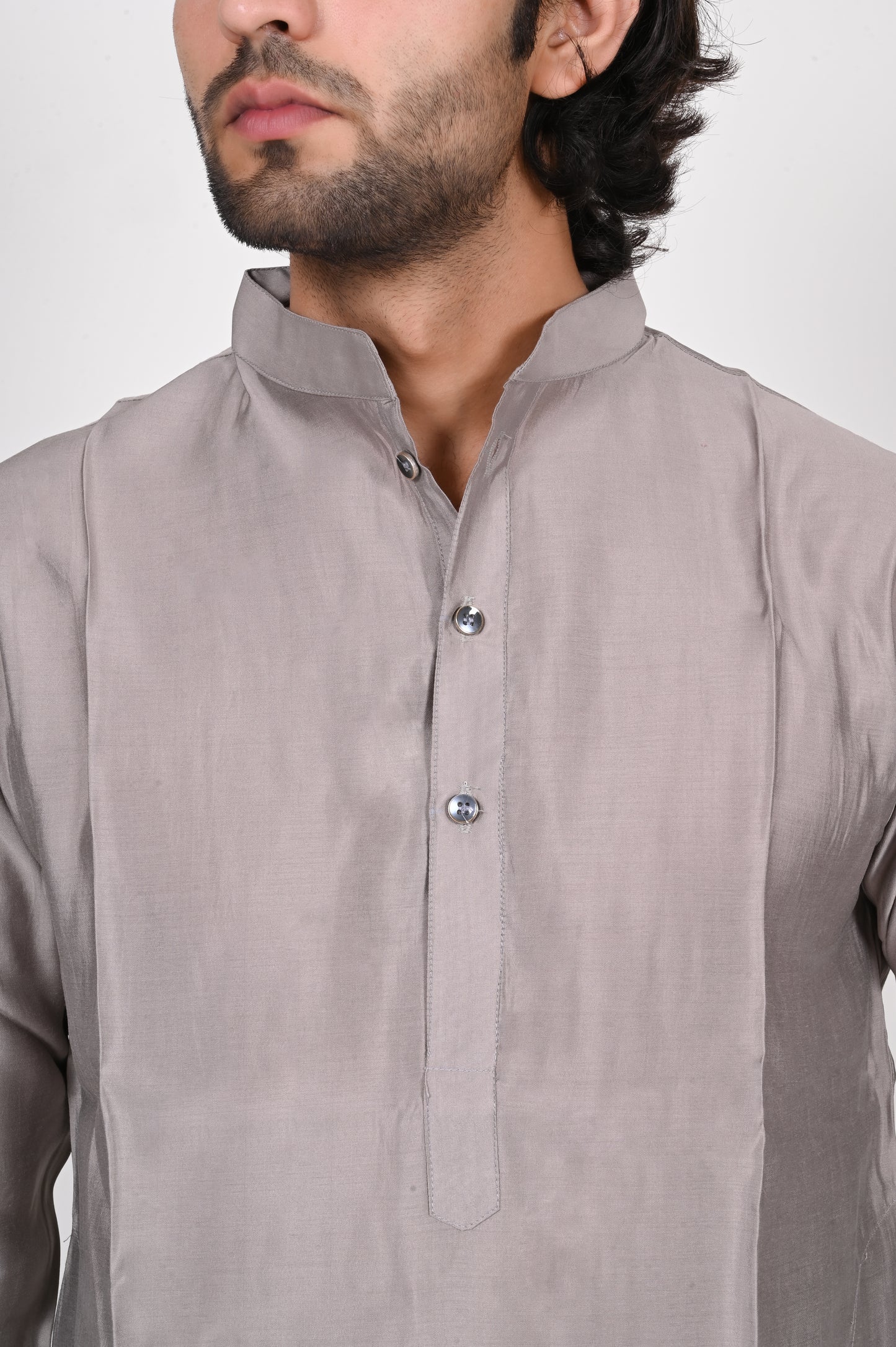 Silk Grey Kurta Set