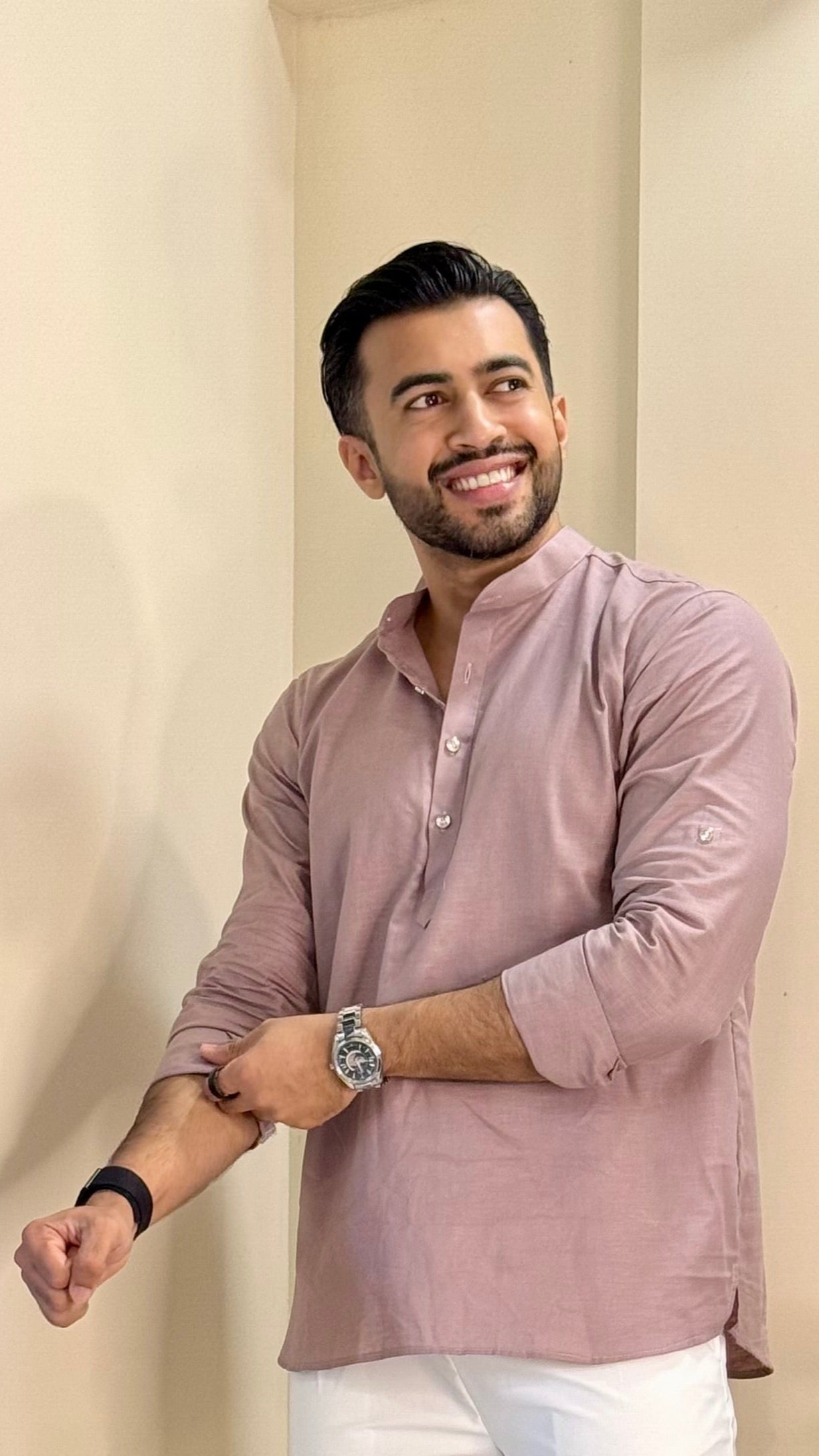 Mauve Linen Short Kurta