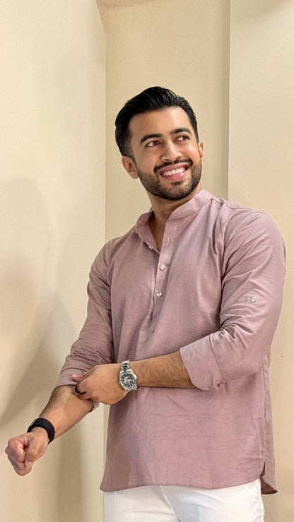 Mauve Linen Short Kurta