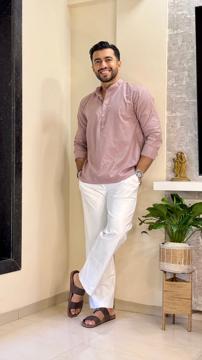 Mauve Linen Short Kurta