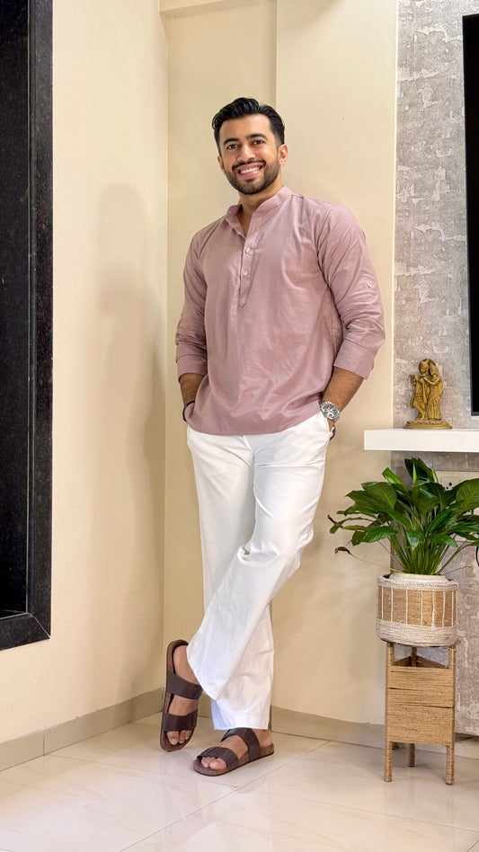 Mauve Linen Short Kurta