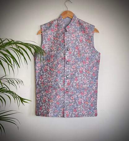 Ethnic Floral Grey Jacket