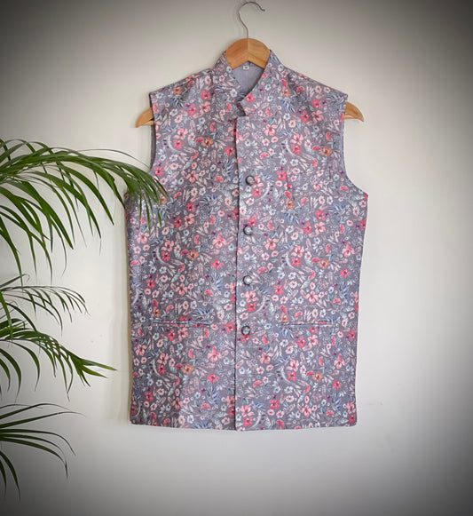 Ethnic Floral Grey Jacket