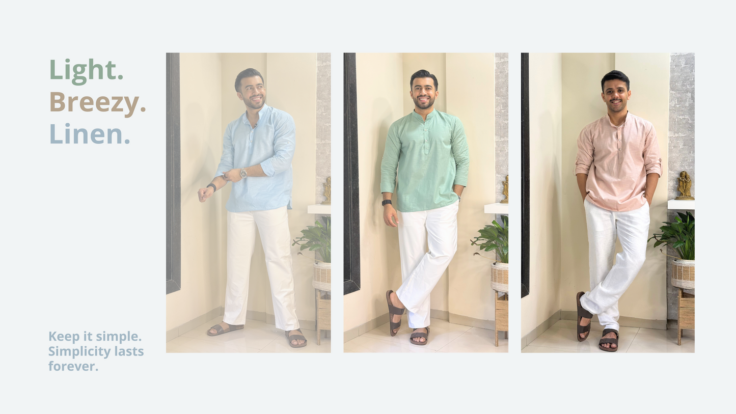 Beige Linen Short Kurta