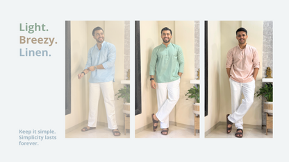 Beige Linen Short Kurta
