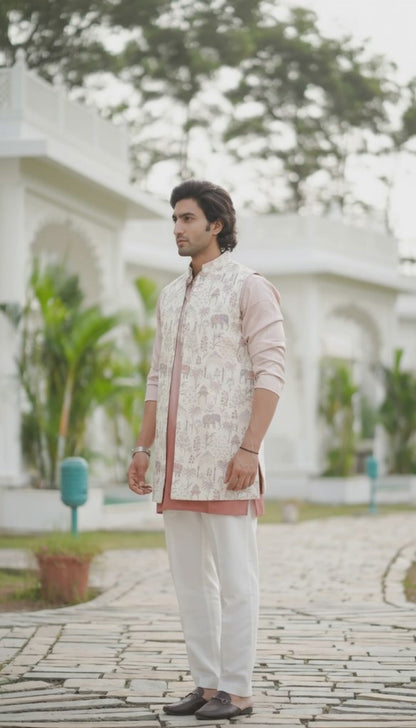 Ombre Peach Long Jacket Set