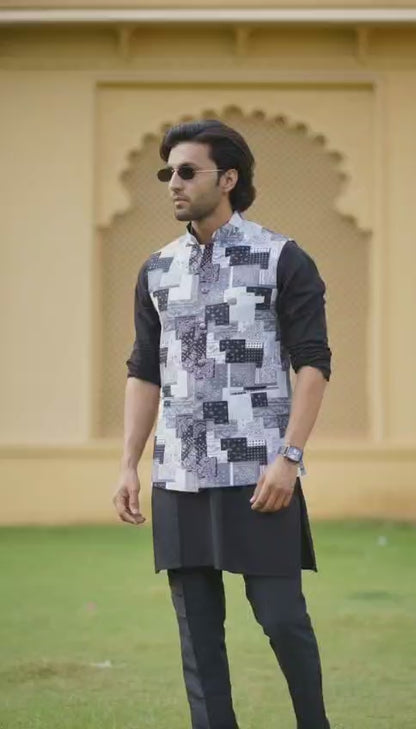 Modern Art Black Jacket Set