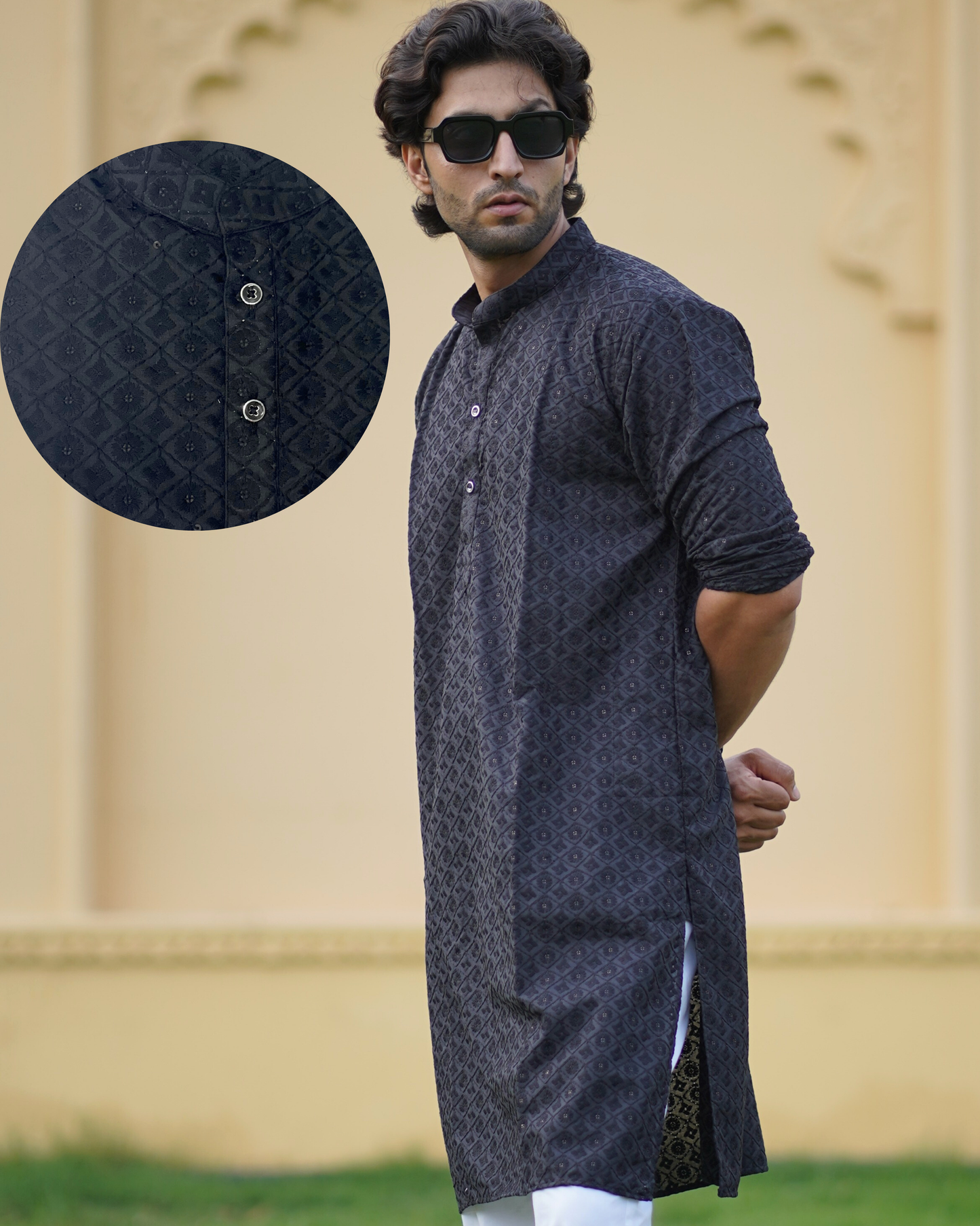 Black Chikankari Kurta Set